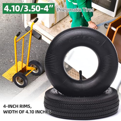 (2 Pack) AR-PRO 10" Heavy-Duty Replacement All-Purpose Utility Tire and Tube - 4.10/3.50-4" Pneumatic Tires with 10" Inner Tubes TR-13 Straight Valve Stem for Lawn Mowers, Hand Trucks, and More - size: 4.10/3.50-4
