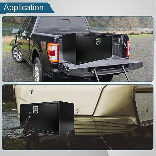 36"X18"X18" Underbody Steel Truck Box Black Heavy Duty Steel Trailer ToolBox Pick Up Truck Tool Box Storage Organizer w/Lock & Keys - size: 36"x18"x18"