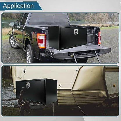 36"X18"X18" Underbody Steel Truck Box Black Heavy Duty Steel Trailer ToolBox Pick Up Truck Tool Box Storage Organizer w/Lock & Keys - size: 36"x18"x18"