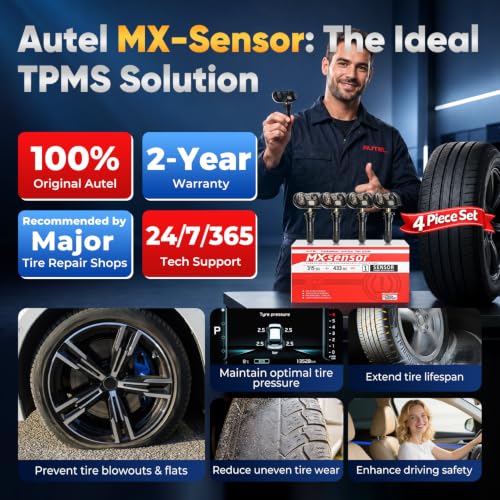 Autel TPMS Sensor Set of 4, MX-Sensor 2in 1 315MHz+433MHz Press-in Sensors