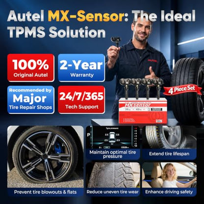 Autel TPMS Sensor Set of 4, MX-Sensor 2in 1 315MHz+433MHz Press-in Sensors