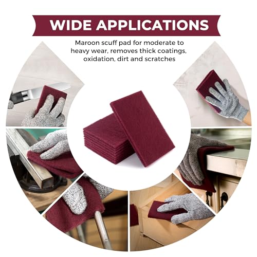 Maroon Scuff Pad 10 PCS 6" X 9" 320 Grit Wet and Dry Abrasive Pads