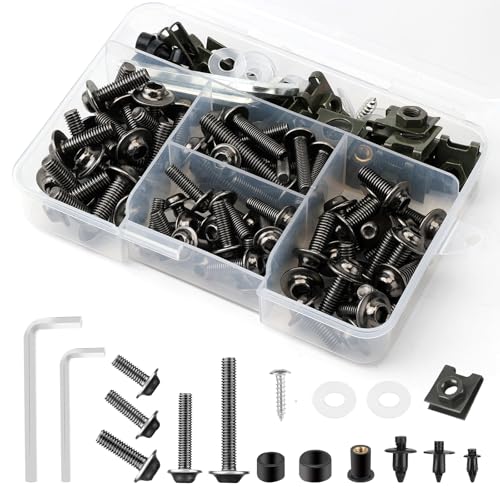 Motorcycle Fairing Bolt Kit Titanium, 195Pcs Stainless Steel M5 M6 - color: titanium