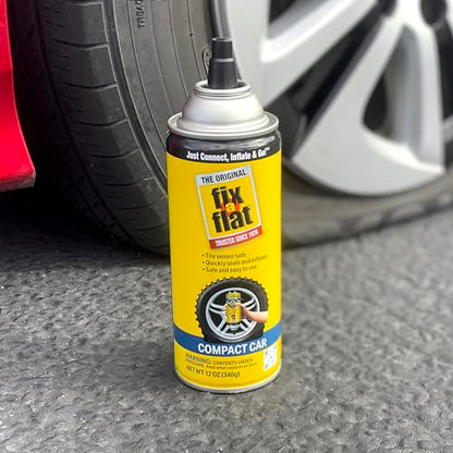 Fix-A-Flat S60410-6PK Aerosol Emergency Flat Tire Repair and Inflator, for Compact Tires, Eco-Friendly Formula, Universal Fit for All Compact Cars, 12 oz. (Pack of 6) - size: Compact Car (Pack of 6)