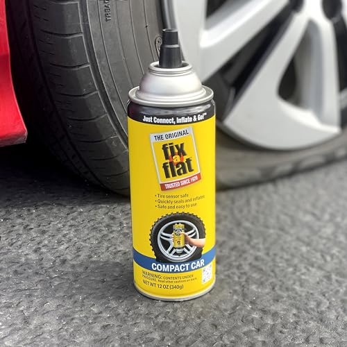 Fix-A-Flat S60410-6PK Aerosol Emergency Flat Tire Repair and Inflator, for Compact Tires, Eco-Friendly Formula, Universal Fit for All Compact Cars, 12 oz. (Pack of 6) - size: Compact Car (Pack of 6)