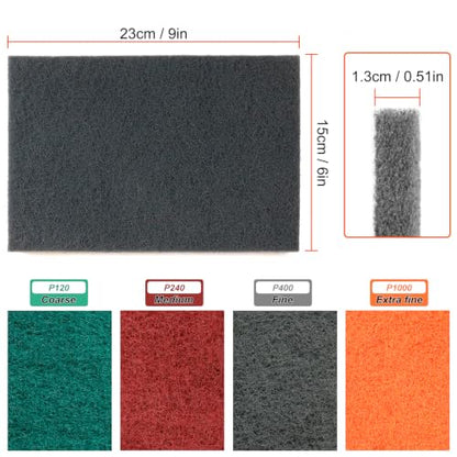 12 Pack 6" x 9" General Purpose Scuff Pads, Gray 400 Grit – Non-Woven Hand Automotive Sanding Pads for Fine Scuffing, Blending & Paint Prep – Thick Design for Auto Body, Woodworking & Metal - color: Gray P400*12pcs