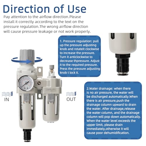 1/2" Auto-Drain FRL Assembly - Professional Grade Compressed Air Conditioner with Cyclonic Separation | 0-150 PSI Operating Range | CNC-Machined Body - size: 1/2NPT, style: Auto Drain