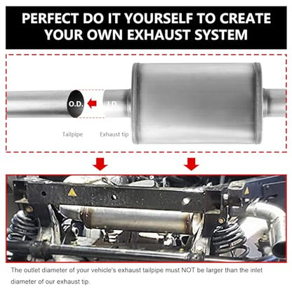 2.75 inch Exhaust Muffler,Straight-Through Performance Muffler Resonator with Universal Stainless Steel muffler for Cars, Trucks(2.75''Inlet/Outlet) - size: 2.75in, style: single in | single out