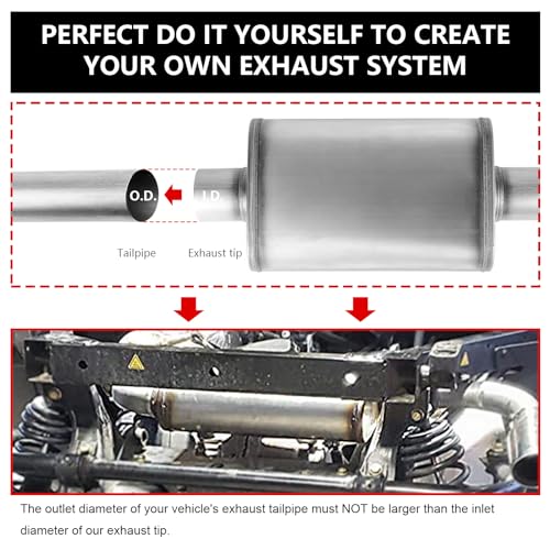 2.5 inch Inlet/Outlet Exhaust Muffler,Straight-Through Performance Muffler 2.5 Universal Stainless Steel for Cars, Trucks - size: 2.5in, style: single in | single out