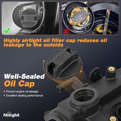 Nilight Pair Engine Valve Cover with Gasket, Replace# 132647Y010 132648J102 - size: for Infiniti I35 2002-2004, Nissan Altima 02-06
