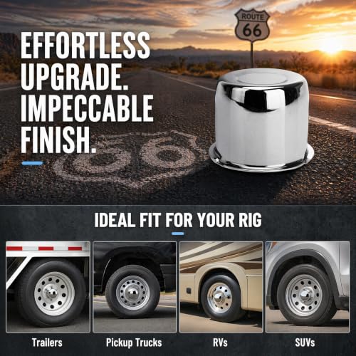 Trailer Wheel Center Caps, Push Through 3.19 Inch Chrome Plated Carbon Steel Hub Covers, for Truck RV Trailer Wheel Rims (4PCS, Silver)