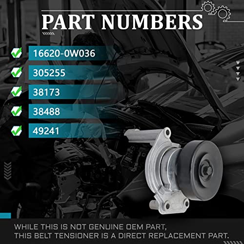 IRONTEK 166200W036 Belt Tensioner Pulley Assembly fit for Lexus (1998-2000 GS400/ 2001-2007 GS430/ 1998-2000 LS400), for Toyota (2001-2009 Sequoia/ 2000-2009 Tundra) #16620-0W101 305255 38173 38488 - size: 166200W036