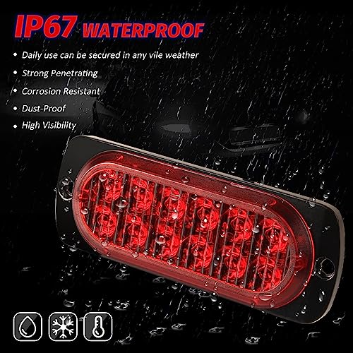 4X LED Tail Lights 12-24V Red Super Bright Ultra Slim Hi/Lo Brightness Trailer Lights Surface Mount Tail Brake Lights for Trailer ATV Boat RV Truck Tractor - size: 4PCS