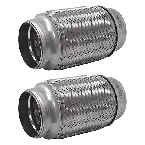 Exhaust Flex Pipe 2.5"x6" Heavy Duty Stainless 2 Pack - size: 2.5"x6"-2 Pack