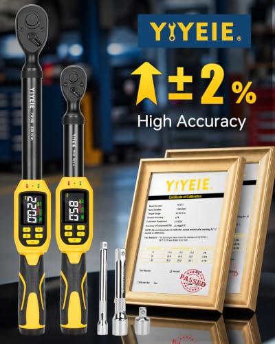 YIYEIE 1/2" 3/8" Digital Torque Wrench Set for Car, 162 Ft-lb & 62.5 Ft-lb - size: 1/2" & 3/8" 5 PC