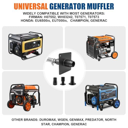 Generator Exhaust Extension Silencer Kit - 3 Universal Adapters, Insulated Through-Wall Mounting Plate, High-Performance Silencing Grille, Compatible with All Portable Generators
