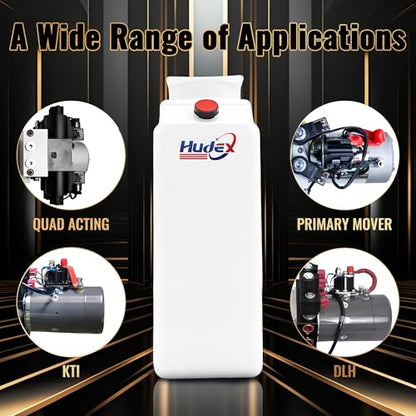 10 Quart Poly Power Unit Reservoir for Hydraulic Systems, Polyethylene Flat Bottom Utility Fluid Tank for Dump Trucks Trailers RVs Boats - size: 10 Quart