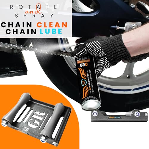 GRAND PITSTOP Motorcycle Roller Wheel Cleaning Stand - Paddock Stand Replacement - Wheel Roller Stand with Ramp Support for tire Cleaning & Chain Lubrication (Roller Large Antic Silver) - color: Roller Large Antic Silver