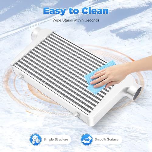 Universal Intercooler Aluminum Intercooler Front Mount 3" Inlet & Outlet Direct Replacement for Any Turbo Charger System Silver (25x12x3" 3") - size: 25x12x3" 3"