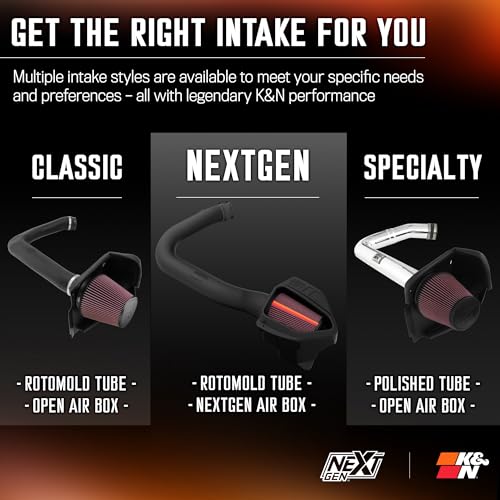 K&N NextGen Cold Air Intake System: High-Flow Cotton Filter: Compatible with 2011-2023 Dodge/Chrysler: Challenger, Charger, 300, 300C, 50-2544 - style: NextGen