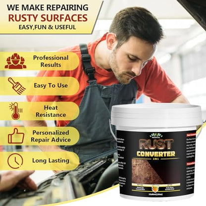 2-in-1 Rust Converter & Metal Primer - 1 Gallon Black Rust Paint Inhibitor for Metal, Ultra Car Rust Reformer & Encapsulator, Long-Lasting Anti Rust Conversion Coating, Heat Resistance - size: 128 Fl Oz (Pack of 1)