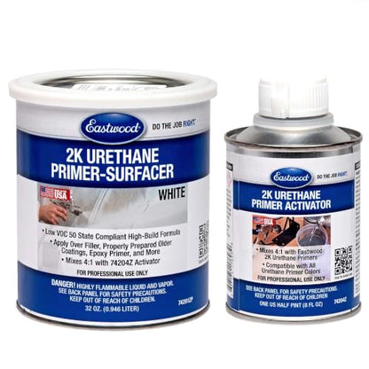Eastwood 2K Urethane Primer Paint Surfacer White Quart and Activator Kit - color: White, size: 40 Fl Oz (Pack of 1)