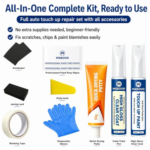 Celestial Silver Metallic(1J9) Touch Up Paint Compatible with Toyota, All in One Car Scratch Repair Kit with Primer Putty & Clear Coat, Complete Sanding Tools Set for Scratches Chips Nicks - color: Celestial Silver Metallic(1J9), size: Toyota