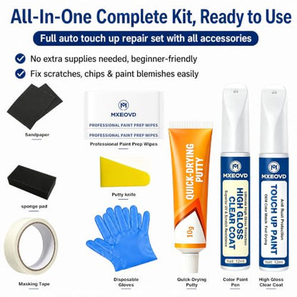 Celestial Silver Metallic(1J9) Touch Up Paint Compatible with Toyota, All in One Car Scratch Repair Kit with Primer Putty & Clear Coat, Complete Sanding Tools Set for Scratches Chips Nicks - color: Celestial Silver Metallic(1J9), size: Toyota