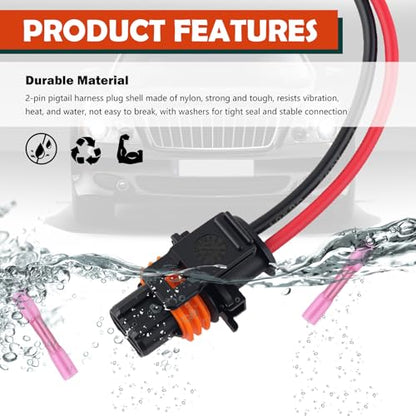 Alternator Connector Pigtail Harness OEM#25877026 with Terminals,Alternator Plug Pigtail Connector Compatible with Cadillac Chevrolet GMC,2-Pin Alternators Pigtails Connectors