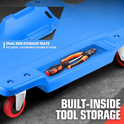 DNA MOTORING 36" L X 17" W x 4.25" H Vehicle Repair Low Profile Automotive Creeper w/Padded Headrest, Blue, TOOLS-00201-BL - color: Blue, size: 36 Inches