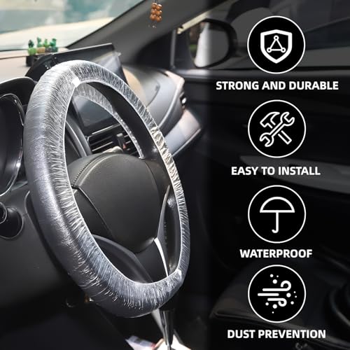 200PCS Disposable Steering Wheel Covers,Disposable Steering Wheel Protector with Elastic, Applicable to Cars, Trucks, Vans (200)