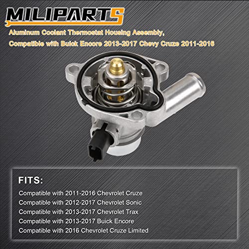 Upgraded Aluminum Engine Coolant Thermostat Housing Assembly Compatible with Buick Encore 2013-2020 Chevy Cruze Sonic Trax 2011-2016 1.4L Replace 55579010 - color: White-ALU