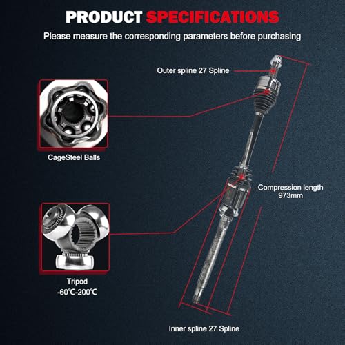 cciyu NCV12103 CV Axle Shaft Assembly Fit For Dodge Dart 2.0L,For Dodge - size: 17-9589