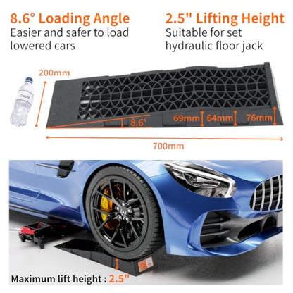 OULEME Low Profile Car Service Ramp, for Oil Changes & Maintenance, 2 Pack - size: L27.5" (2 PACK)