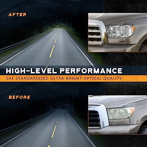WEELMOTO Headlights for 07-13 Toyota Tundra, Fits Models W/O Level Adjuster - color: Clear Lens I Chrome Housing I Amber Reflector