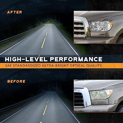WEELMOTO Headlights for 07-13 Toyota Tundra, Fits Models W/O Level Adjuster - color: Clear Lens I Chrome Housing I Amber Reflector