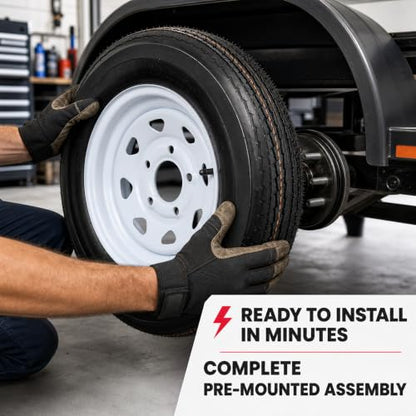 eCustomrim 2-Pack Trailer Tire Rim Assembly 5.30-12 530-12 12 Inch 5 Lug