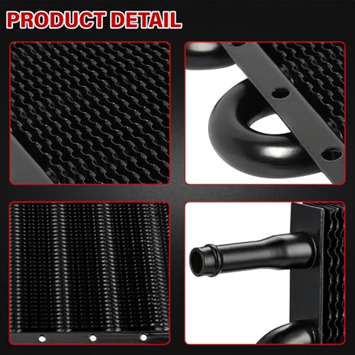10 Pass Aluminium Transmission Oil Cooler, Remote 5/16" Engine Oil Cooler Radiator, with Hose Mounting Kit (Black) - color: Black