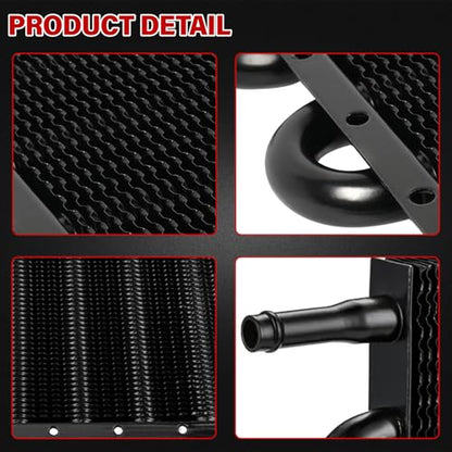 10 Pass Aluminium Transmission Oil Cooler, Remote 5/16" Engine Oil Cooler Radiator, with Hose Mounting Kit (Black) - color: Black