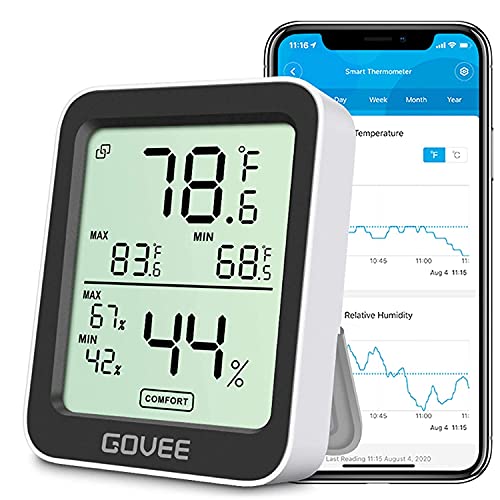 Govee Indoor Hygrometer Thermometer H5075 with Bluetooth App Control - color: Black, size: 1 Pack