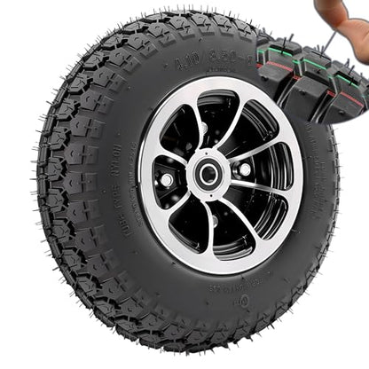 13x4.00-6 Tire and Aluminum alloy wheel Assemblies, 40% rubber content, 4.10/3.50-6 Tire Replacement for Hand Trucks Garden Cart Wheelbarrow, 1.96" Offset Hub and 0.59" Bushing - color: 4.10/3.50-6 solid tire