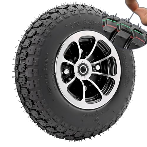13x4.00-6 Tire and Aluminum alloy wheel Assemblies, 40% rubber content, 4.10/3.50-6 Tire Replacement for Hand Trucks Garden Cart Wheelbarrow, 1.96" Offset Hub and 0.59" Bushing - color: 4.10/3.50-6 solid tire