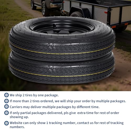 Garvee 2-Pack 5.30-12 5.30x12 530-12 Trailer Tires with 12" Rims, 5 Lug on 4.5" Bolt Pattern, 6PR Load Range C, Heavy Duty 5.30x12 5.3-12 Tires for Utility, Boat, Camper, Cargo Trailers - size: 5.30-12