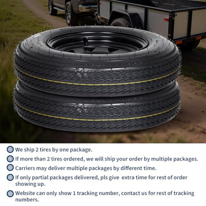 GarveeTech 2-Pack Trailer Tire On Rim 5.30-12 530-12 5.30x12 5 Lug on 4.5" PCD Trailer Tires and 12 in Wheels Load Range C 6PR Black - size: 5.30-12