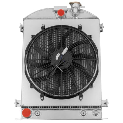 Direct Radiator 16'' Electric Fan Shroud Compatible with 1928-1931 Ford Model-A Grill Shells V8 Engine 29 30 31 All Aluminum Radiators