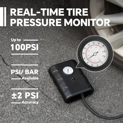 Tire Inflator Portable Air Compressor 12VDC 100 PSI Air Pump