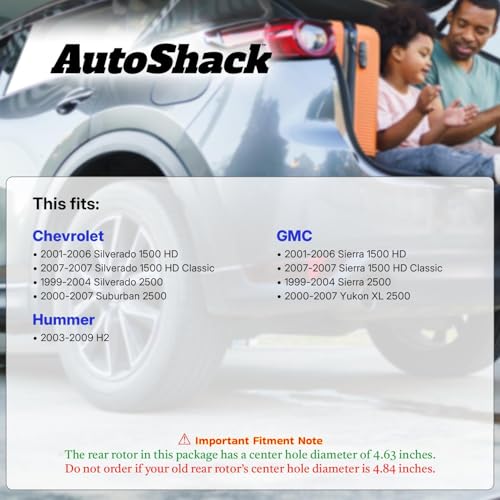 AutoShack Front & Rear E-Coated Rotors & Ceramic Pads for Hummer H2 2009 - style: ShadowGuard & Pad