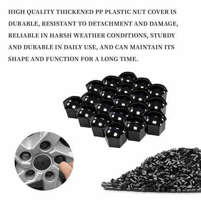 17mm Lug Nut Covers 20PCS Black Lug Nut Caps, Hexagonal Wheel Bolt Caps with Removal Tool, Dustproof & Rustproof Tire Hub Screw Protector, Universal Car Exterior Accessories for Most Cars - size: 17MM