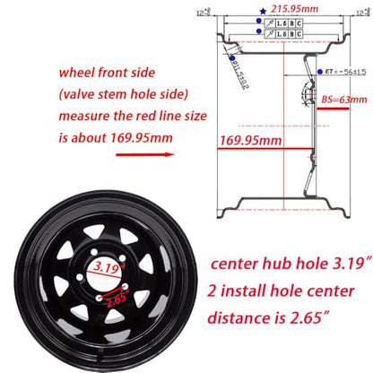 RTV Mower 12x8.5 WHEEL RIM 5/4.5 for Zero Turn Mowers Garden Lawn Tractors