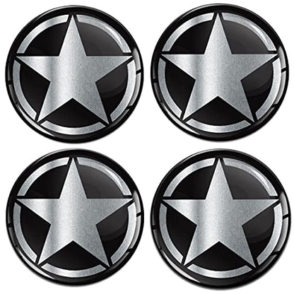 4 x 60mm 3D Domed Car Wheel Centre Center Off Road Rims Stickers Decals for Caps Vehicle Auto Tuning US Star Silver Emblem A 4160